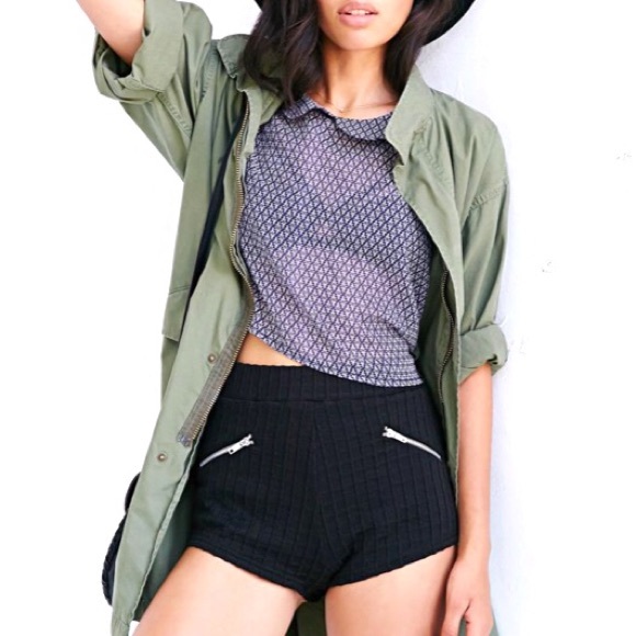 UO Sparkle + Fade Black High Waist Booty Shorts - Picture 1 of 8